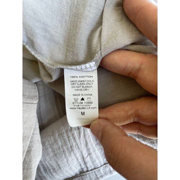 Hayden Size Medium 100% Cotton Gray Embroidered Bohemian Tassel Peasant Top - Picture 4 of 9